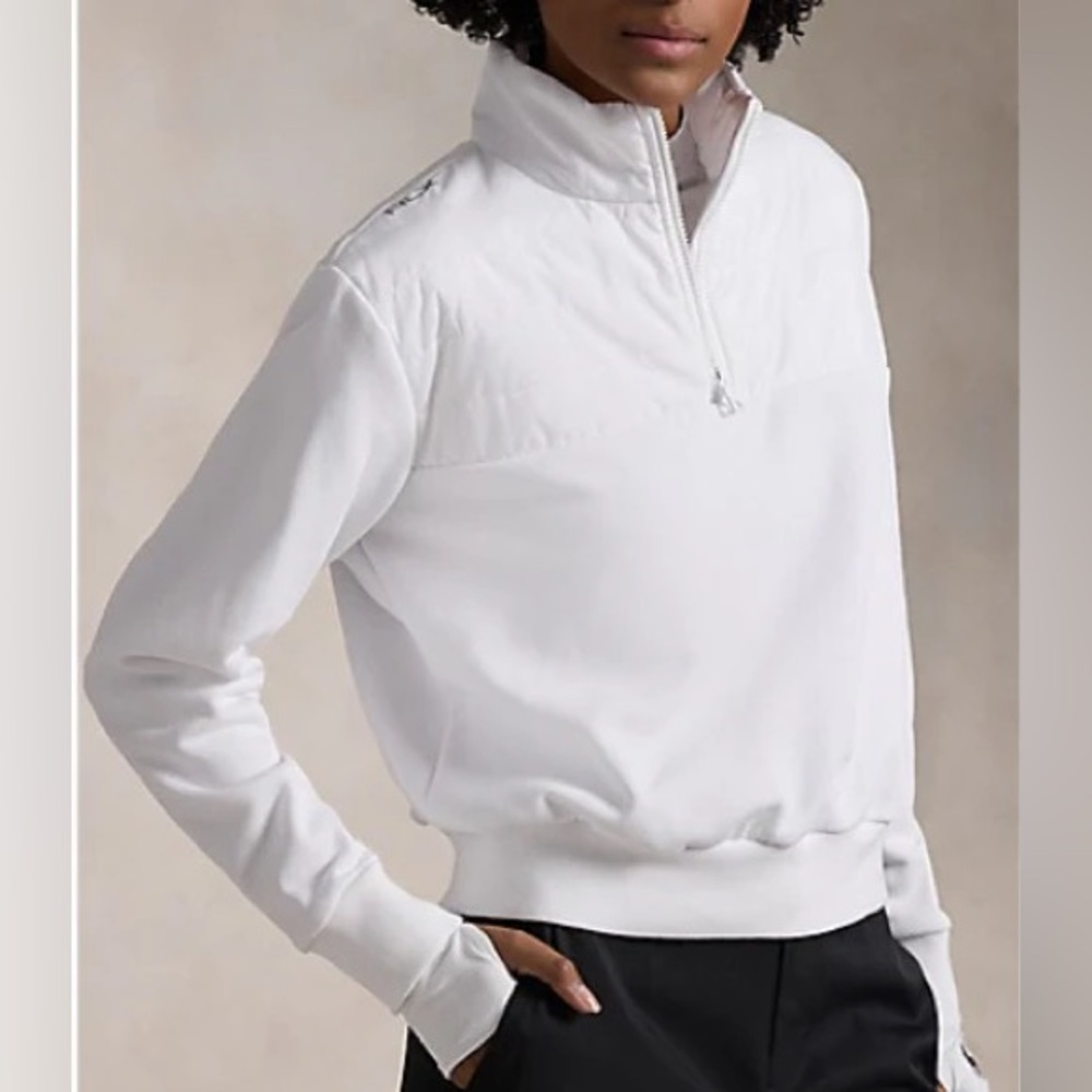 Quilted-Panel Fleece Mockneck RLX
